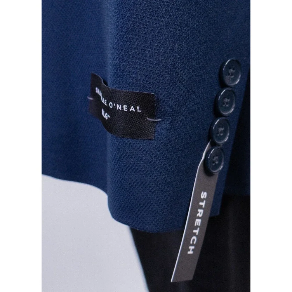 Shaquille O'Neal Blazer Sport Coat Sz 56R Navy Blue Poly Blend Two Button Jacket